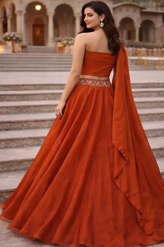 Embroidered Sequinned Ready to Wear Lehenga & Unstitched Blouse With Dupatta