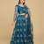 Turquoise Blue & Embroidered Thread Work Semi Stitched Lehenga & Unstitched Blouse With Dupatta
