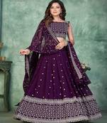 Embroidered Thread Work Semi Stitched Lehenga & Unstitched Blouse With Dupatta