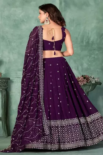 Embroidered Thread Work Semi Stitched Lehenga & Unstitched Blouse With Dupatta