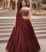 Embroidered Sequinned Ready to Wear Lehenga & Unstitched Blouse With Dupatta