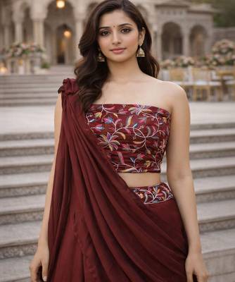 Embroidered Sequinned Ready to Wear Lehenga & Unstitched Blouse With Dupatta 2