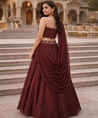 Embroidered Sequinned Ready to Wear Lehenga & Unstitched Blouse With Dupatta 3