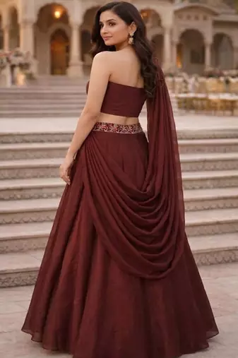Embroidered Sequinned Ready to Wear Lehenga & Unstitched Blouse With Dupatta