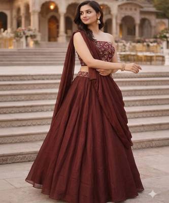 Embroidered Sequinned Ready to Wear Lehenga & Unstitched Blouse With Dupatta 4
