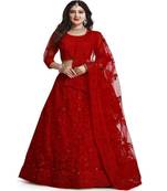 Embroidered Thread Work Semi Stitched Lehenga & Unstitched Blouse With Dupatta
