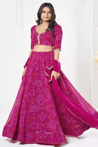 Printed Semi Stitched Lehenga & Unstitched Blouse With Dupatta