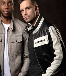 Stylish black and white color genuine lambskin leather classic jacket biker motorcycle jacket