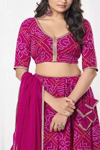 Printed Semi Stitched Lehenga & Unstitched Blouse With Dupatta