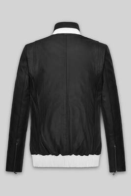 men's black and white lambskin leather biker jacket classic moto modern 3