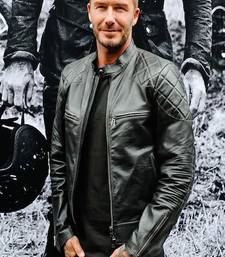 Stylish black quilted premium leather jacket classic moto heritage look soft quality