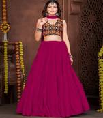 Embroidered Semi Stitched Lehenga & Unstitched Blouse With Dupatta