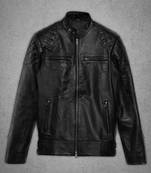 Stylish black quilted premium leather jacket classic moto heritage look soft quality