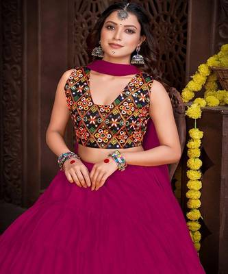 Embroidered Semi Stitched Lehenga & Unstitched Blouse With Dupatta 2