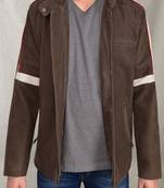 Men's brown pattern white  jacket pure lambskin classic war of the world design jacket