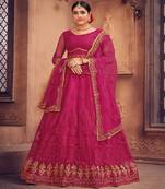 Embroidered Semi Stitched Lehenga & Unstitched Blouse With Dupatta