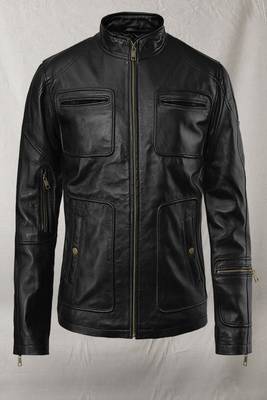 men's black lambskin leather biker jacket classic moto zip style stylish timeless 1