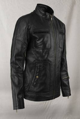 men's black lambskin leather biker jacket classic moto zip style stylish timeless 3