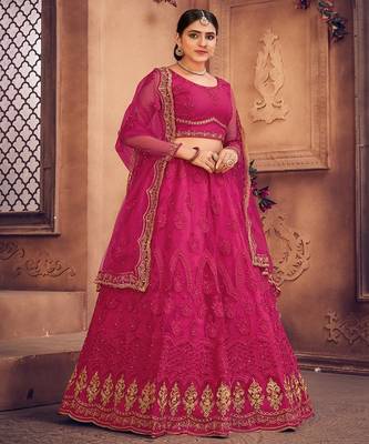 Embroidered Semi Stitched Lehenga & Unstitched Blouse With Dupatta 3