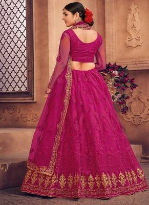 Embroidered Semi Stitched Lehenga & Unstitched Blouse With Dupatta 4