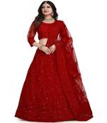 Embroidered Thread Work Semi Stitched Lehenga & Unstitched Blouse With Dupatta