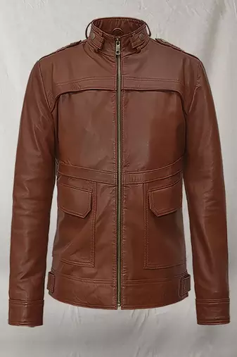 Men's tan brown  leather jacket pure lambskin jacket