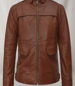 Men's tan brown  leather jacket pure lambskin jacket