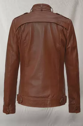 men's brown lambskin leather jacket classic zip up style top grade