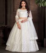 Embroidered Semi Stitched Lehenga & Unstitched Blouse With Dupatta