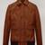 Stylish tan brown ostich design robert pattinson look lambskin leather jacket
