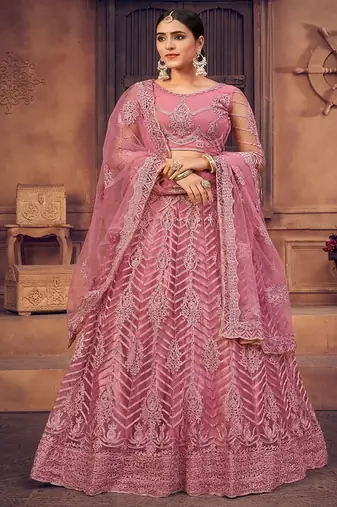 Embroidered Thread Work Semi Stitched Lehenga & Unstitched Blouse With Dupatta
