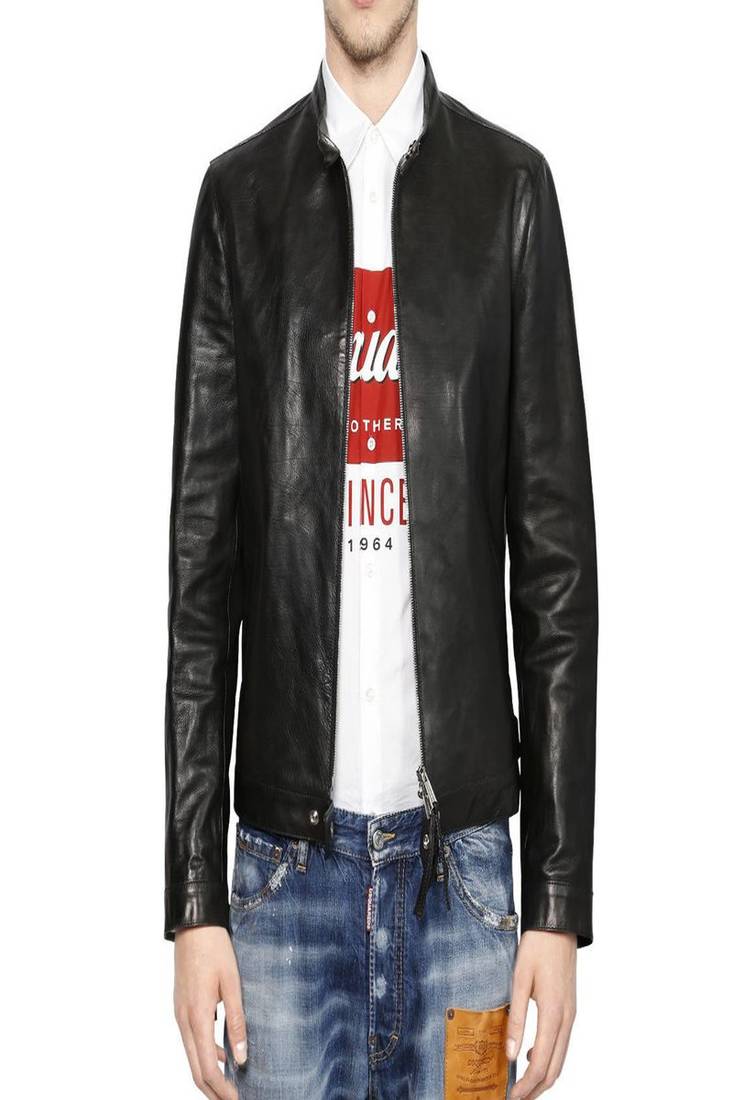 Black genuine soft lambskin leather jacket moto biker jacket fashion style