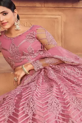 Embroidered Thread Work Semi Stitched Lehenga & Unstitched Blouse With Dupatta