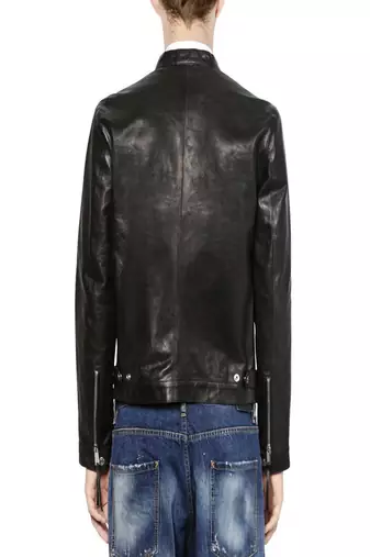 men's black lambskin leather biker jacket classic moto zip style stylish distinctive
