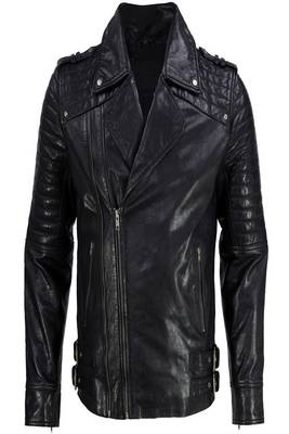 men's black lambskin leather biker jacket classic zip front style 1