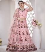 Embroidered Thread Work Semi Stitched Lehenga & Unstitched Blouse With Dupatta