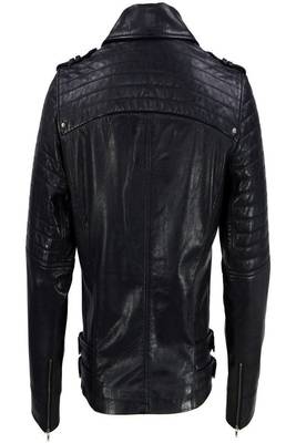 men's black lambskin leather biker jacket classic zip front style 2