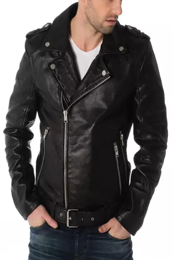 Black lambskin leather jacket multiple zip & pocket style fastion