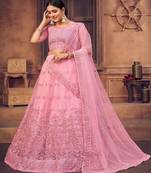 Embroidered Thread Work Semi Stitched Lehenga & Unstitched Blouse With Dupatta