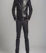 Cafe racer band collerleather jacket slim and fitted fashtion look