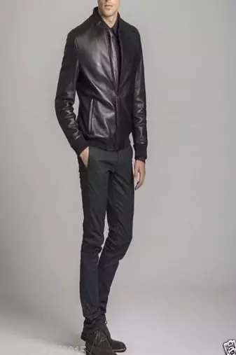 men's genuine lambskin cafe racer jacket band collar racer style