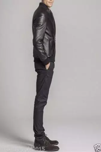men's genuine lambskin cafe racer jacket band collar racer style