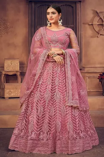 Embroidered Thread Work Semi Stitched Lehenga & Unstitched Blouse With Dupatta