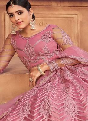 Embroidered Thread Work Semi Stitched Lehenga & Unstitched Blouse With Dupatta 2