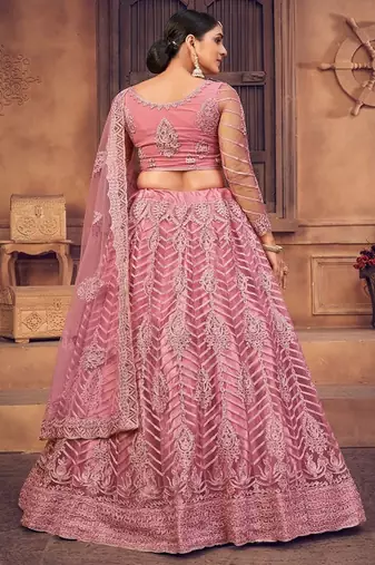 Embroidered Thread Work Semi Stitched Lehenga & Unstitched Blouse With Dupatta