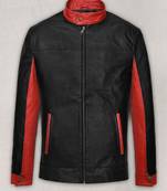 men's black lambskin cafe racer jacket band collar racer style versatile