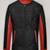 Men's black & red café racer leather jacket sporty panels fastion look