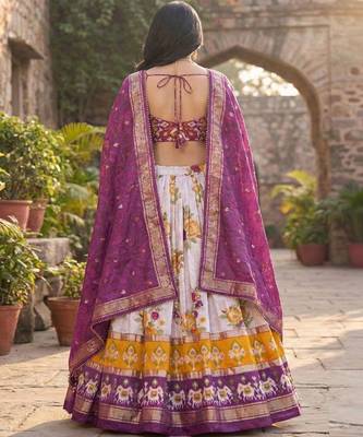 Printed Foil Print Ready to Wear Lehenga & Unstitched Blouse With Dupatta 4