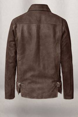 men's brown lambskin cafe racer jacket band collar racer style modern 2