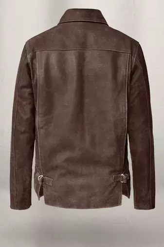 men's brown lambskin cafe racer jacket band collar racer style modern